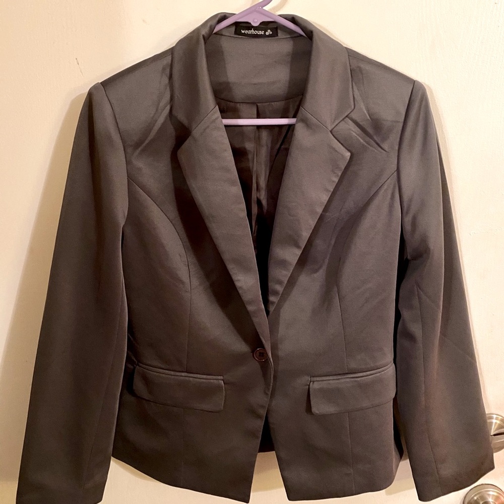 Gray Fitted Blazer